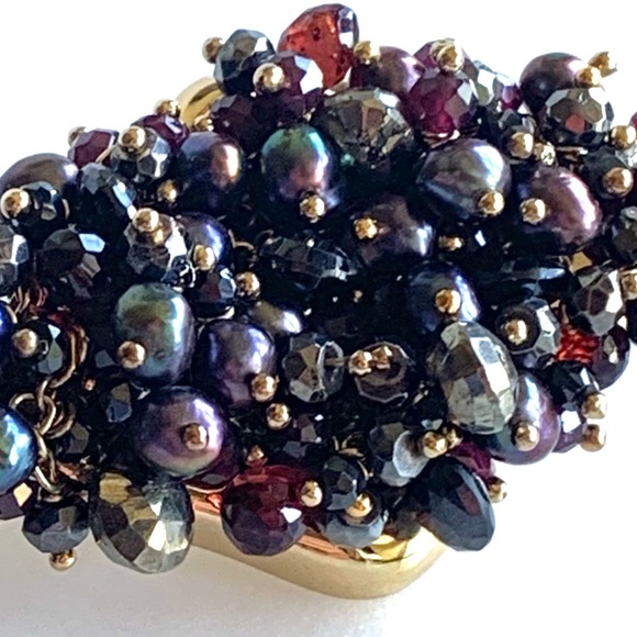 Alexis Bittar Coveteur Huge Hand Lucite pearls Gemstones One Statement Earring - Picture 11 of 16